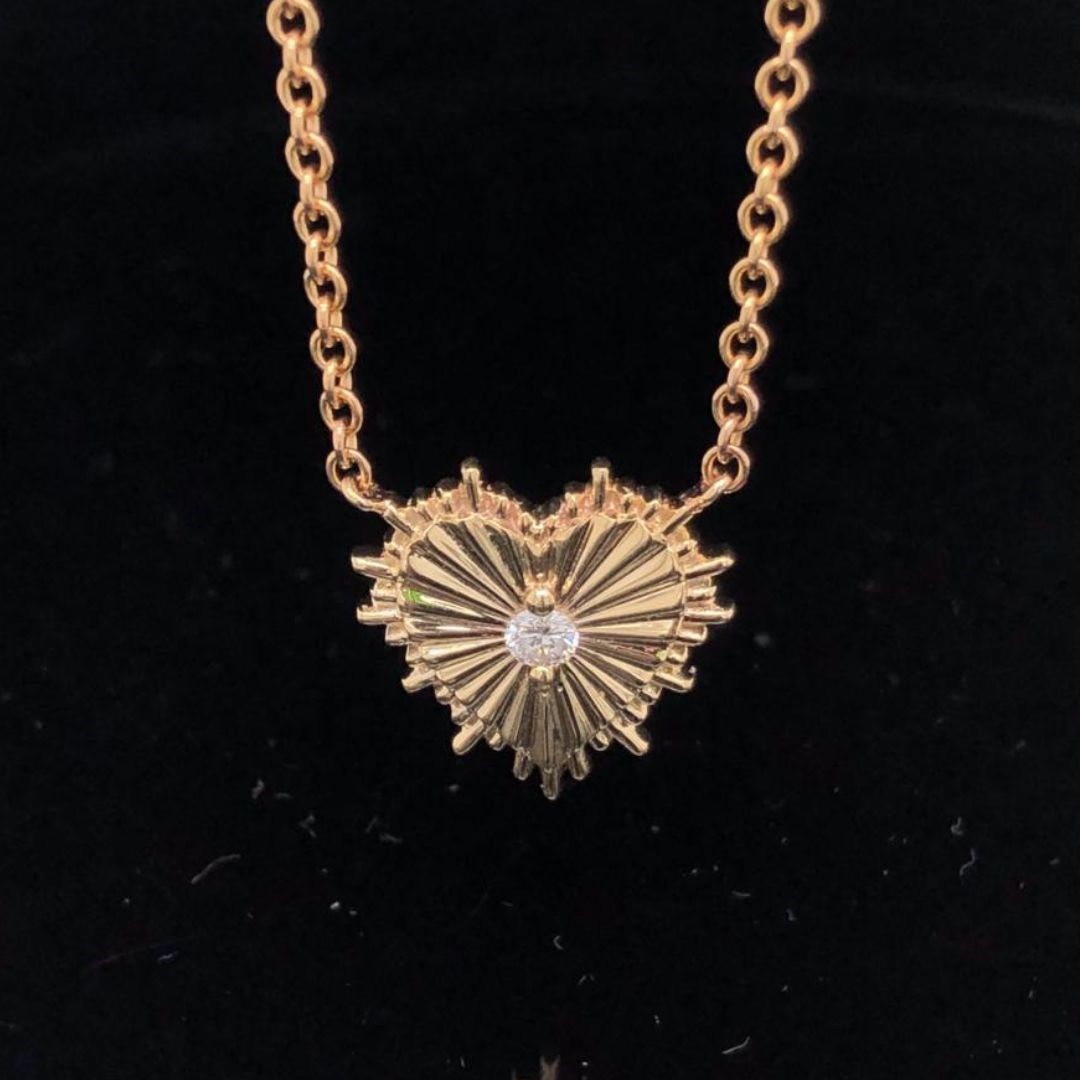 Art Deco Heart & Diamond Necklace