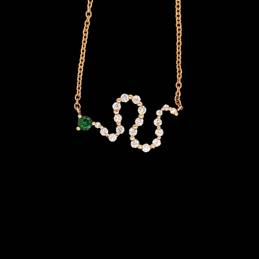 Precious Stone & Diamond Snake Necklace