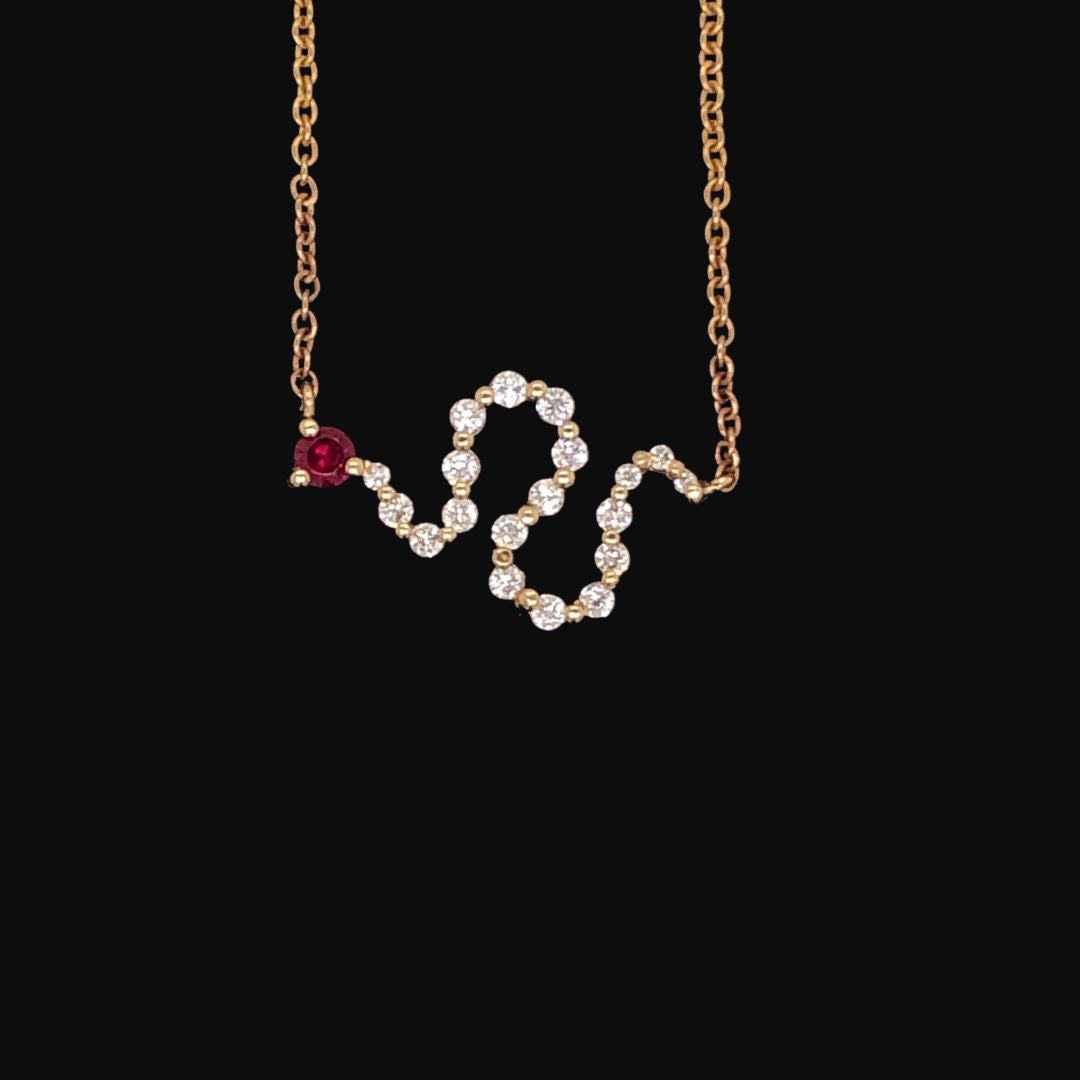 Precious Stone & Diamond Snake Necklace