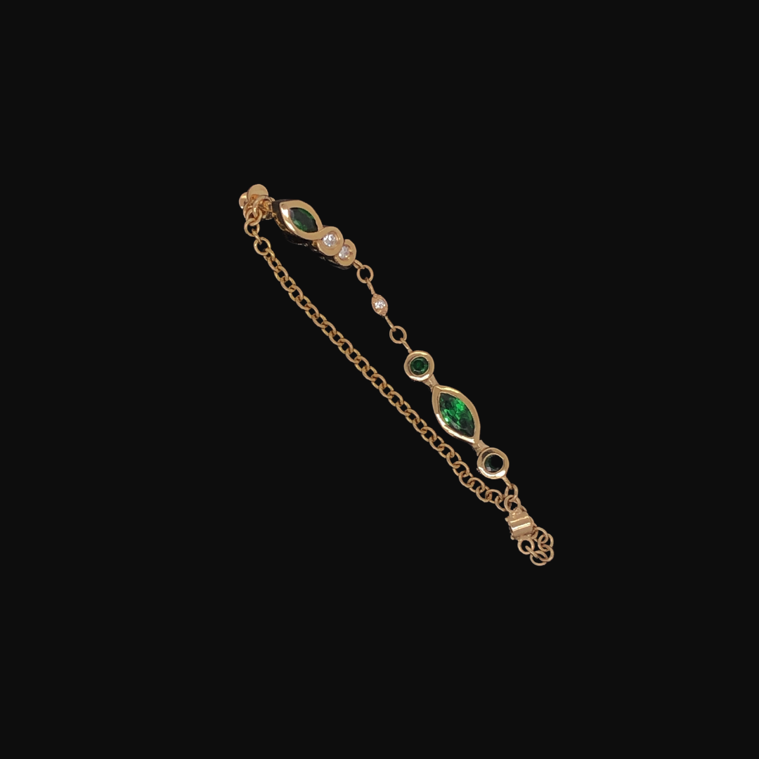 Precious Stone & Diamond Chain Drop Charm