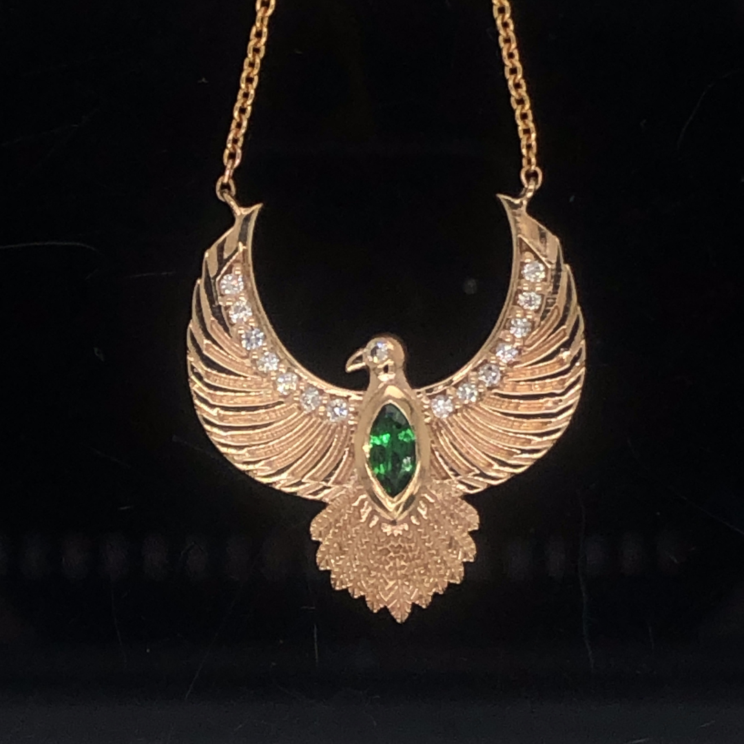 Precious Stone & Diamond Phoenix Necklace