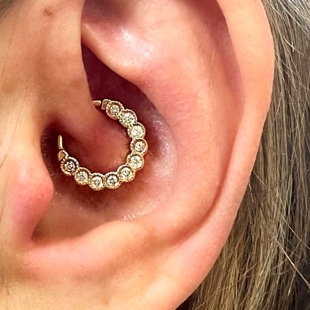 Diamond Daith Full Pavè - Millgrain Large